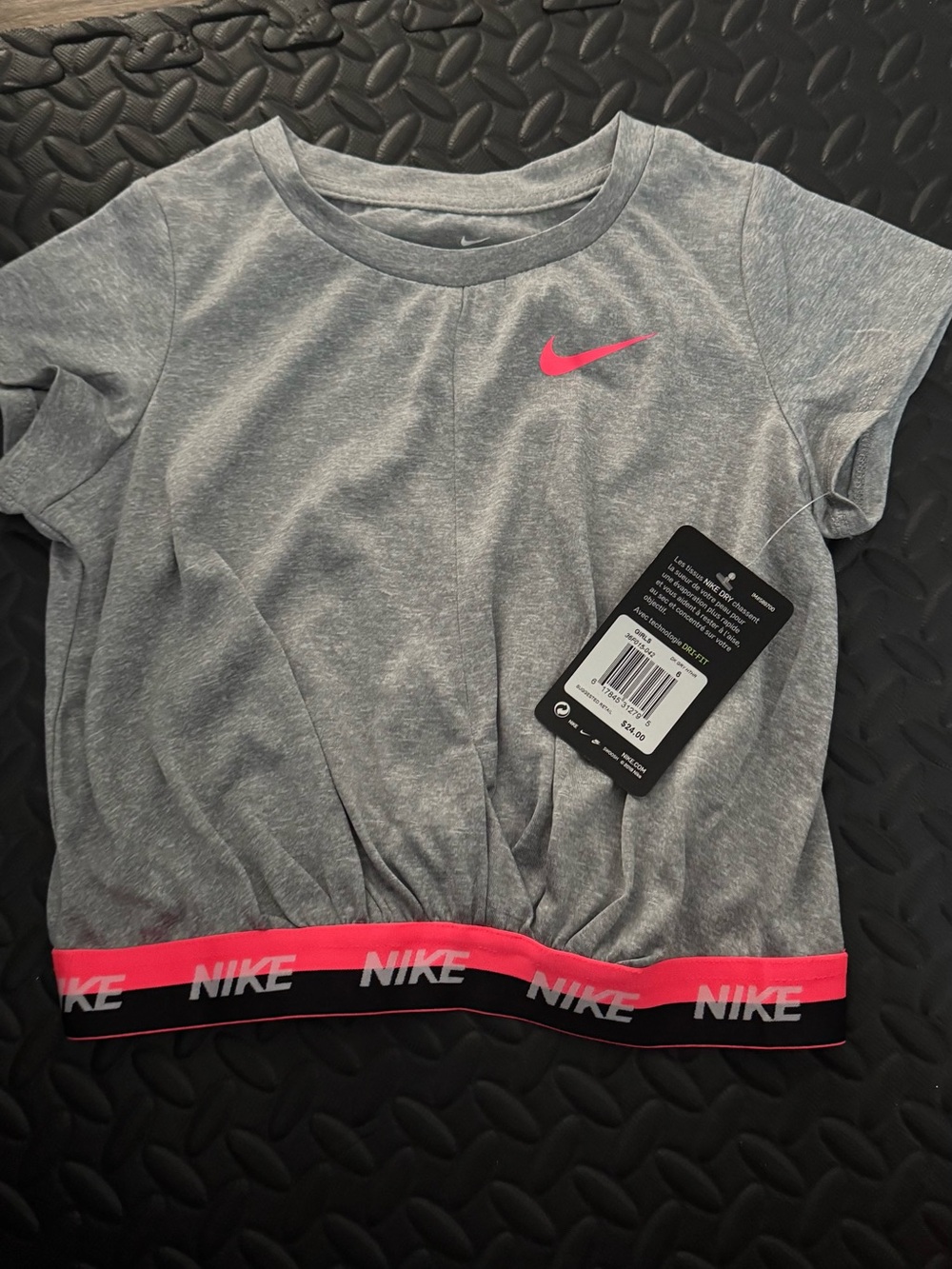 Nike Gray Top with Pink and Black Trim